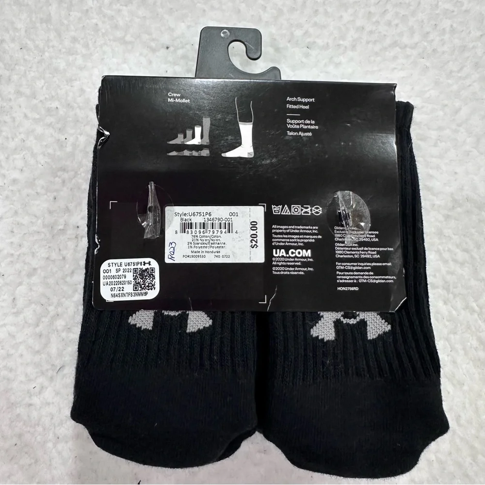 Kid’s Under Armour Black Training Cotton Crew Socks